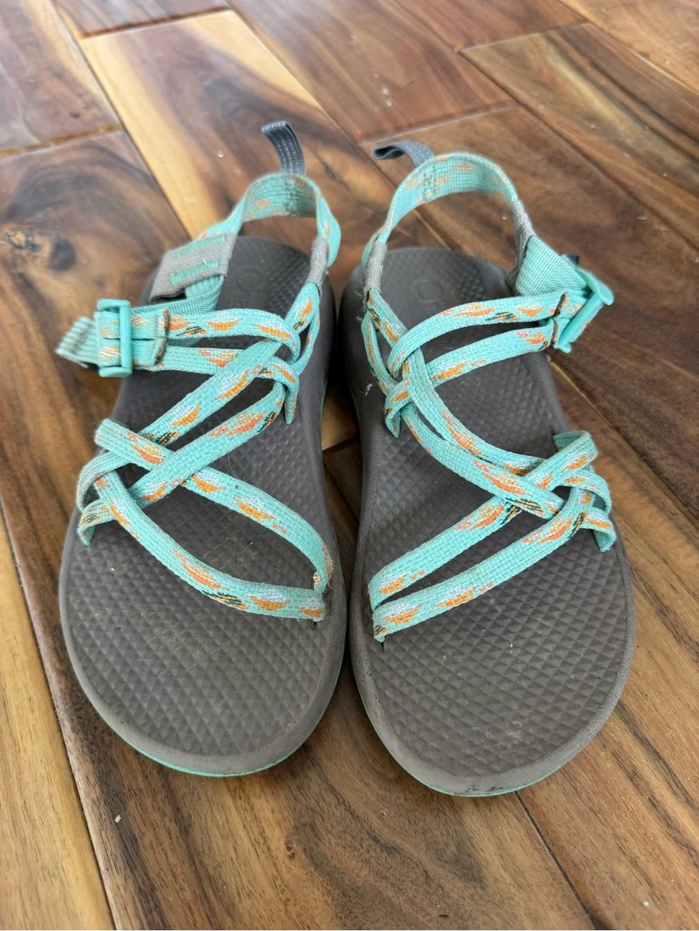 Chaco Kid’s Sport Sandals in Teal/Orange